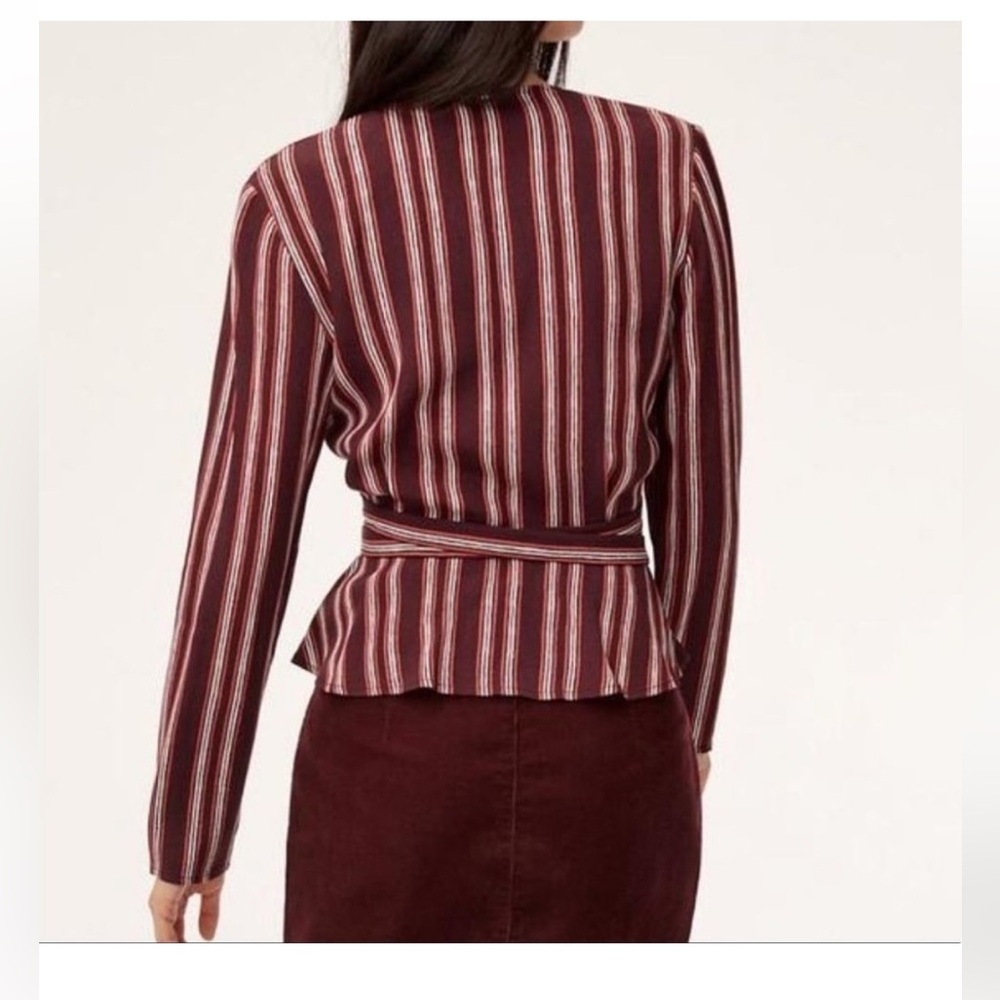 New. Wilfred Free Aritzia Stripe Shannon Wrap Blouse - Picture 2 of 8